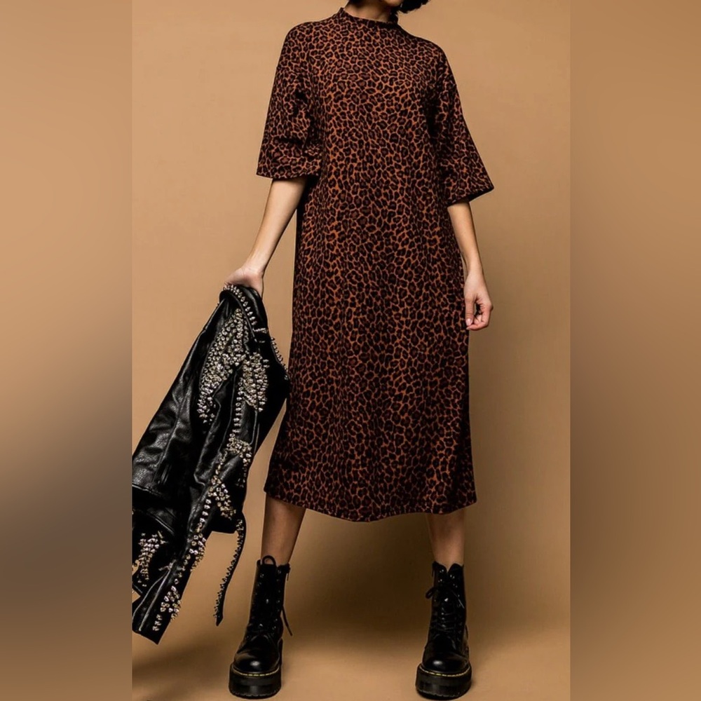 Leopard Print Midi Dress